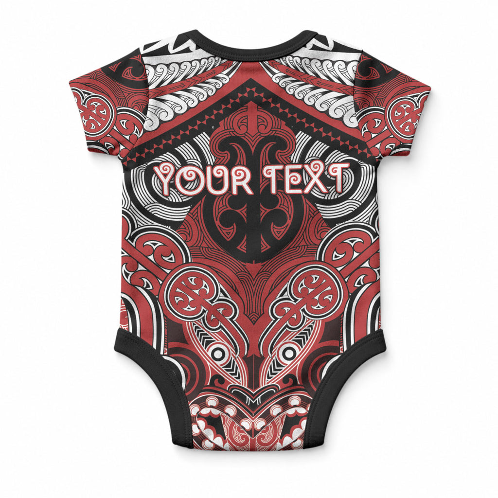 Aotearoa Iwi Te Ati Awa Personalised Baby Onesie Maori Kowhaiwhai Pattern