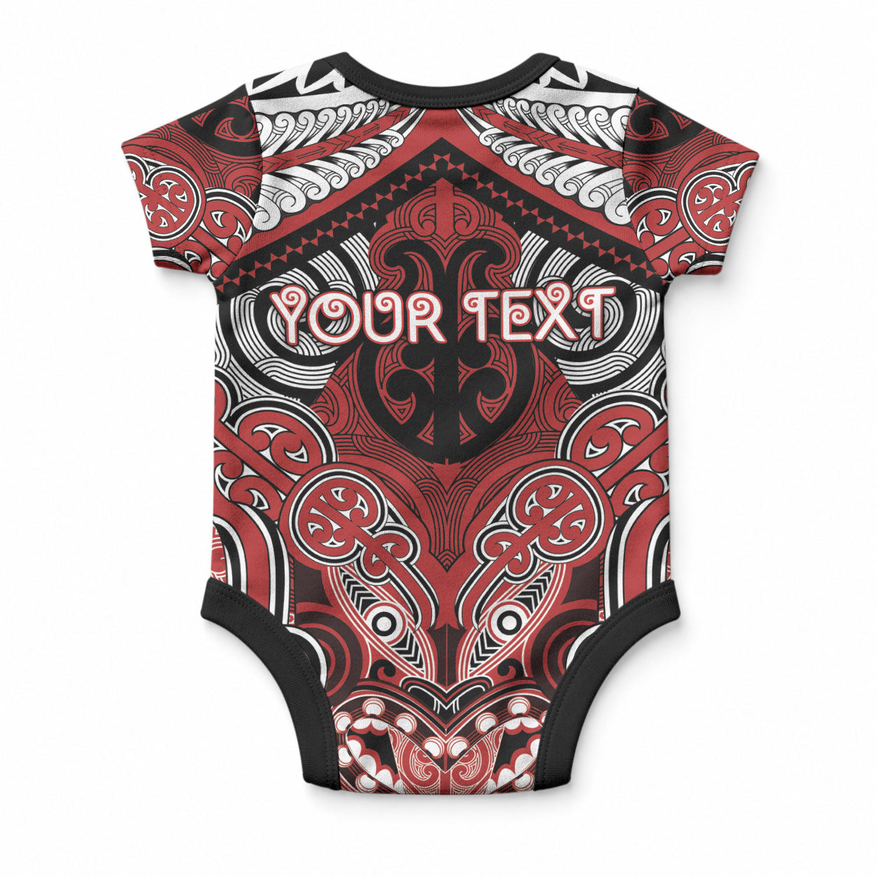 Aotearoa Iwi Te Ati Awa Personalised Baby Onesie Maori Kowhaiwhai Pattern