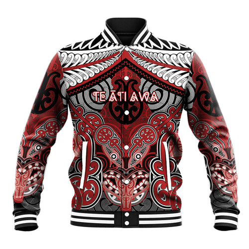 Aotearoa Iwi Te Ati Awa Personalised Baseball Jacket Maori Kowhaiwhai Pattern