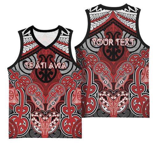 Aotearoa Iwi Te Ati Awa Personalised Basketball Jersey Maori Kowhaiwhai Pattern
