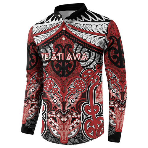 Aotearoa Iwi Te Ati Awa Personalised Button Sweatshirt Maori Kowhaiwhai Pattern