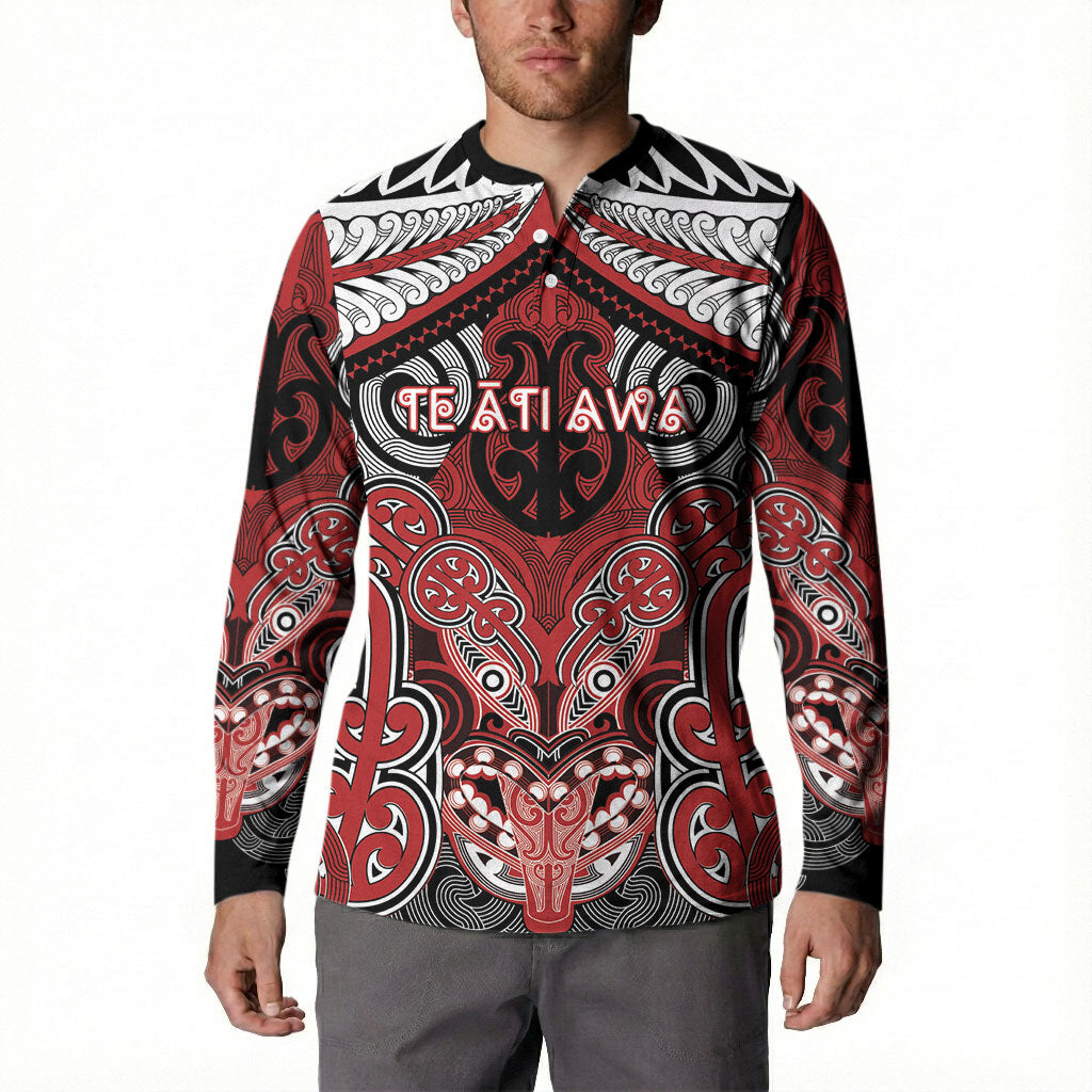 Aotearoa Iwi Te Ati Awa Personalised Button Sweatshirt Maori Kowhaiwhai Pattern