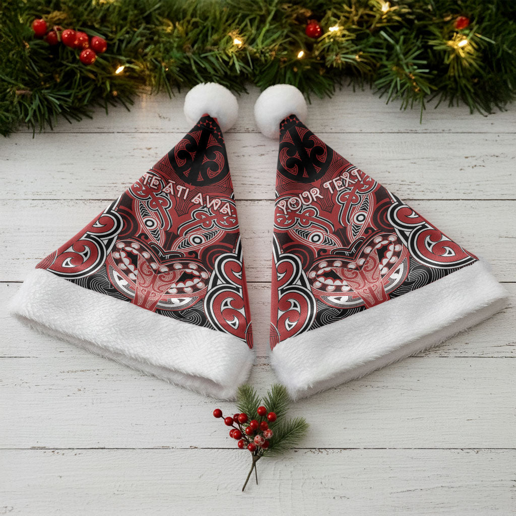 Aotearoa Iwi Te Ati Awa Personalised Christmas Santa Hat Maori Kowhaiwhai Pattern