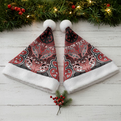 Aotearoa Iwi Te Ati Awa Personalised Christmas Santa Hat Maori Kowhaiwhai Pattern