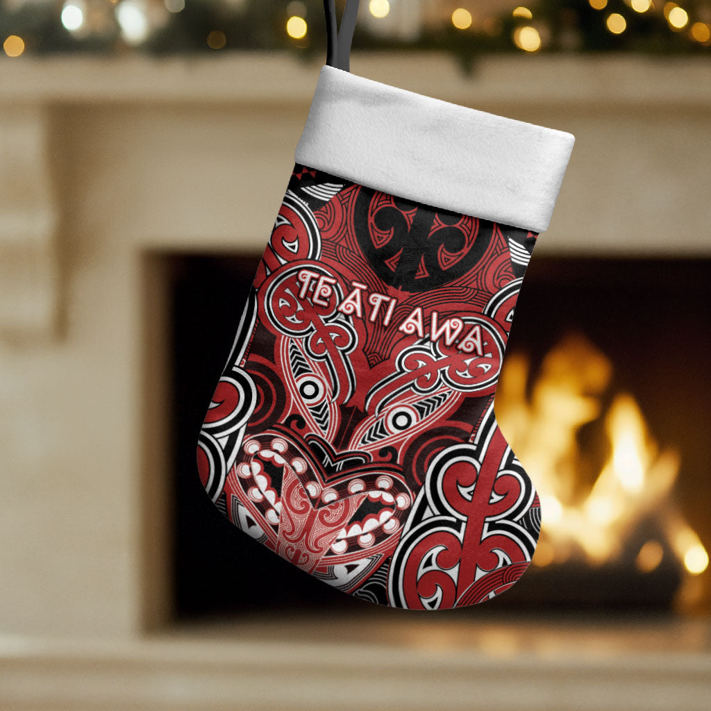 Aotearoa Iwi Te Ati Awa Personalised Christmas Stocking Maori Kowhaiwhai Pattern