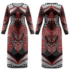 Aotearoa Iwi Te Ati Awa Personalised Couples Matching Long Sleeve Bodycon Dress and Hawaiian Shirt Maori Kowhaiwhai Pattern