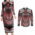 Aotearoa Iwi Te Ati Awa Personalised Couples Matching Long Sleeve Bodycon Dress and Long Sleeve Button Shirt Maori Kowhaiwhai Pattern