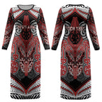 Aotearoa Iwi Te Ati Awa Personalised Couples Matching Long Sleeve Bodycon Dress and Long Sleeve Button Shirt Maori Kowhaiwhai Pattern