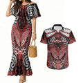 Aotearoa Iwi Te Ati Awa Personalised Couples Matching Mermaid Dress and Hawaiian Shirt Maori Kowhaiwhai Pattern