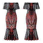 Aotearoa Iwi Te Ati Awa Personalised Couples Matching Mermaid Dress and Hawaiian Shirt Maori Kowhaiwhai Pattern