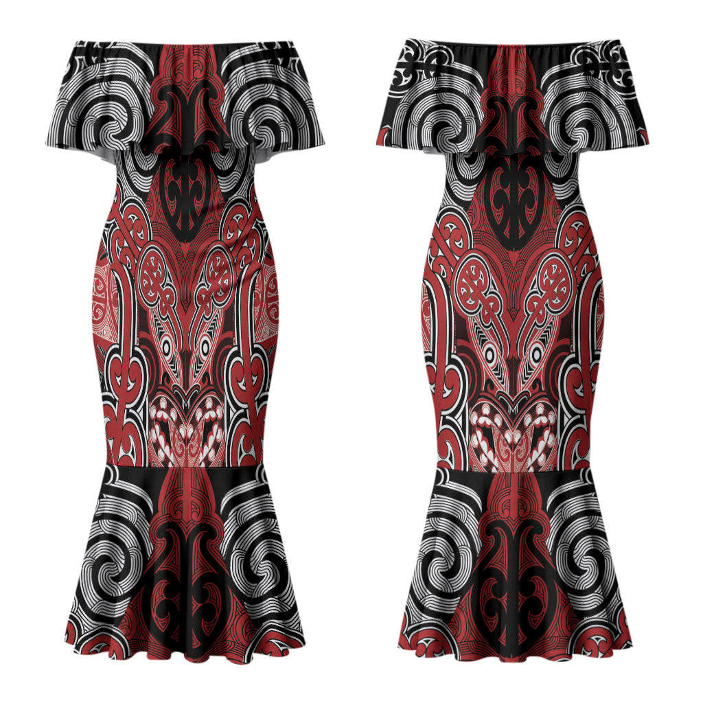 Aotearoa Iwi Te Ati Awa Personalised Couples Matching Mermaid Dress and Long Sleeve Button Shirt Maori Kowhaiwhai Pattern