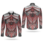 Aotearoa Iwi Te Ati Awa Personalised Couples Matching Off Shoulder Maxi Dress and Long Sleeve Button Shirt Maori Kowhaiwhai Pattern