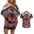Aotearoa Iwi Te Ati Awa Personalised Couples Matching Off Shoulder Short Dress and Hawaiian Shirt Maori Kowhaiwhai Pattern