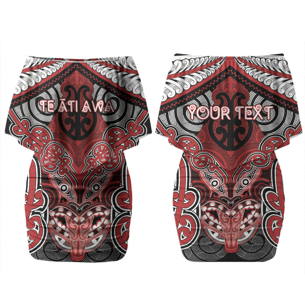 Aotearoa Iwi Te Ati Awa Personalised Couples Matching Off Shoulder Short Dress and Hawaiian Shirt Maori Kowhaiwhai Pattern