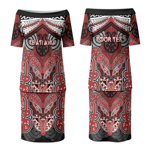 Aotearoa Iwi Te Ati Awa Personalised Couples Matching Puletasi and Hawaiian Shirt Maori Kowhaiwhai Pattern