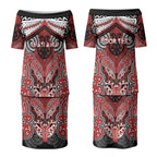 Aotearoa Iwi Te Ati Awa Personalised Couples Matching Puletasi and Long Sleeve Button Shirt Maori Kowhaiwhai Pattern