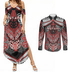 Aotearoa Iwi Te Ati Awa Personalised Couples Matching Summer Maxi Dress and Long Sleeve Button Shirt Maori Kowhaiwhai Pattern