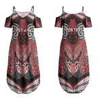 Aotearoa Iwi Te Ati Awa Personalised Couples Matching Summer Maxi Dress and Long Sleeve Button Shirt Maori Kowhaiwhai Pattern