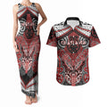 Aotearoa Iwi Te Ati Awa Personalised Couples Matching Tank Maxi Dress and Hawaiian Shirt Maori Kowhaiwhai Pattern