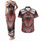 Aotearoa Iwi Te Ati Awa Personalised Couples Matching Tank Maxi Dress and Hawaiian Shirt Maori Kowhaiwhai Pattern
