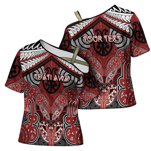 Aotearoa Iwi Te Ati Awa Personalised Cross Shoulder Shirt Maori Kowhaiwhai Pattern