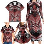 Aotearoa Iwi Te Ati Awa Personalised Family Matching Long Sleeve Bodycon Dress and Hawaiian Shirt Maori Kowhaiwhai Pattern