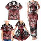 Aotearoa Iwi Te Ati Awa Personalised Family Matching Tank Maxi Dress and Hawaiian Shirt Maori Kowhaiwhai Pattern