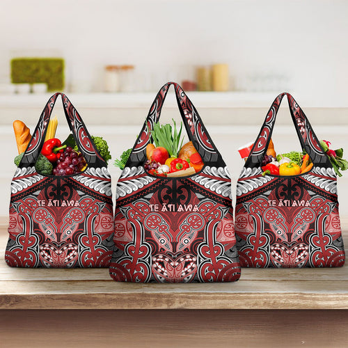 Aotearoa Iwi Te Ati Awa Grocery Bag Maori Kowhaiwhai Pattern
