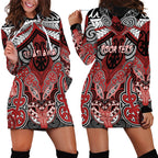 Aotearoa Iwi Te Ati Awa Personalised Hoodie Dress Maori Kowhaiwhai Pattern