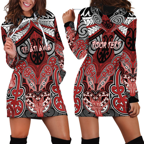 Aotearoa Iwi Te Ati Awa Personalised Hoodie Dress Maori Kowhaiwhai Pattern