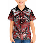Aotearoa Iwi Te Ati Awa Personalised Kid Hawaiian Shirt Maori Kowhaiwhai Pattern