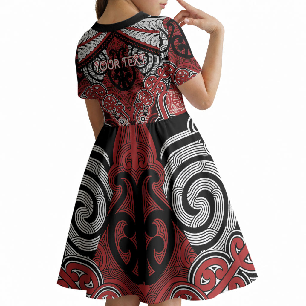 Aotearoa Iwi Te Ati Awa Personalised Kid Short Sleeve Dress Maori Kowhaiwhai Pattern
