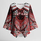 Aotearoa Iwi Te Ati Awa Personalised Kimono Sleeve Blouse Maori Kowhaiwhai Pattern