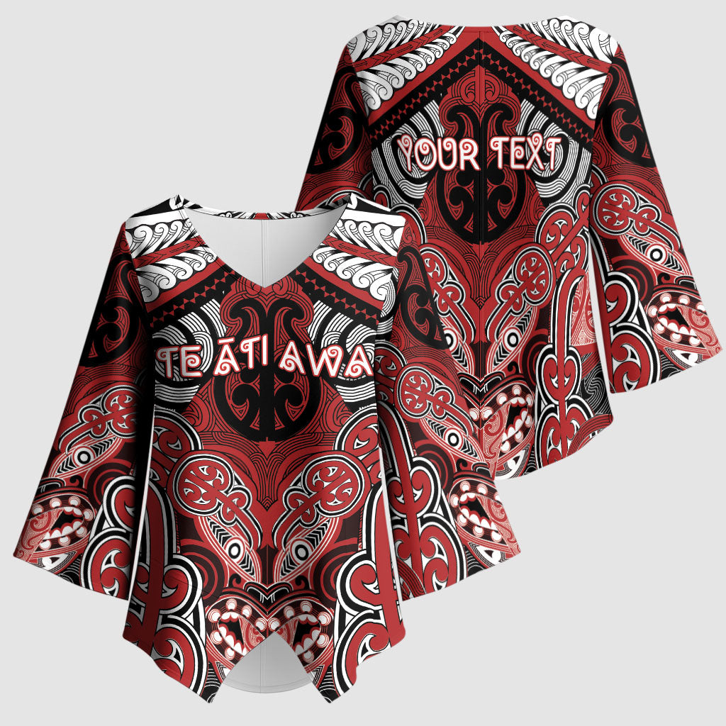 Aotearoa Iwi Te Ati Awa Personalised Kimono Sleeve Blouse Maori Kowhaiwhai Pattern