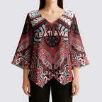 Aotearoa Iwi Te Ati Awa Personalised Kimono Sleeve Blouse Maori Kowhaiwhai Pattern