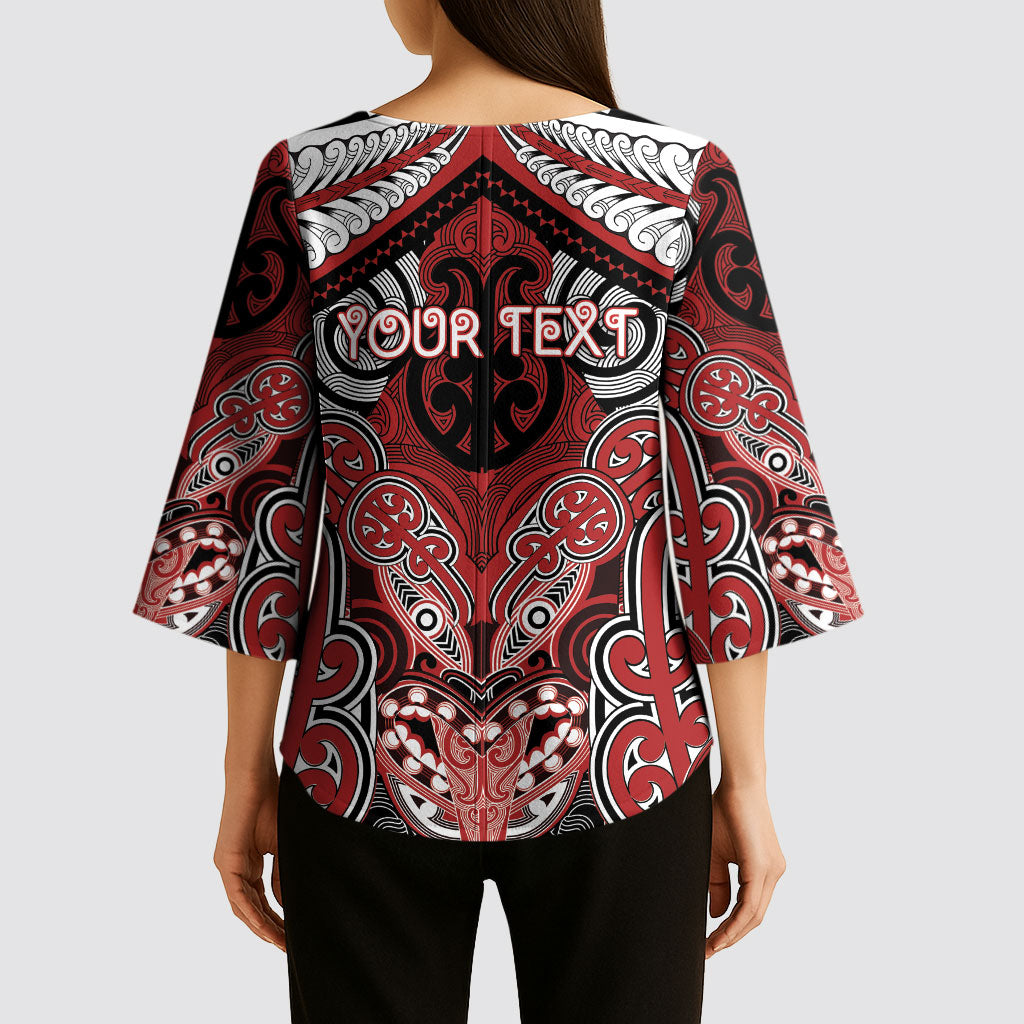 Aotearoa Iwi Te Ati Awa Personalised Kimono Sleeve Blouse Maori Kowhaiwhai Pattern