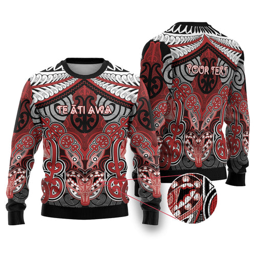 Aotearoa Iwi Te Ati Awa Personalised Ugly Christmas Sweater Maori Kowhaiwhai Pattern