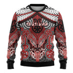 Aotearoa Iwi Te Ati Awa Personalised Ugly Christmas Sweater Maori Kowhaiwhai Pattern