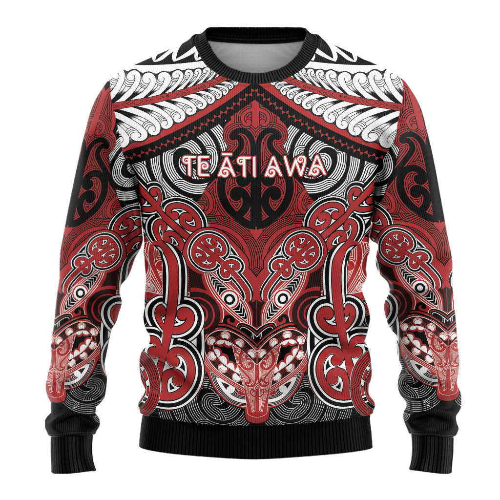 Aotearoa Iwi Te Ati Awa Personalised Ugly Christmas Sweater Maori Kowhaiwhai Pattern