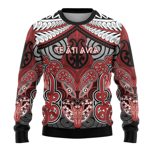 Aotearoa Iwi Te Ati Awa Personalised Ugly Christmas Sweater Maori Kowhaiwhai Pattern