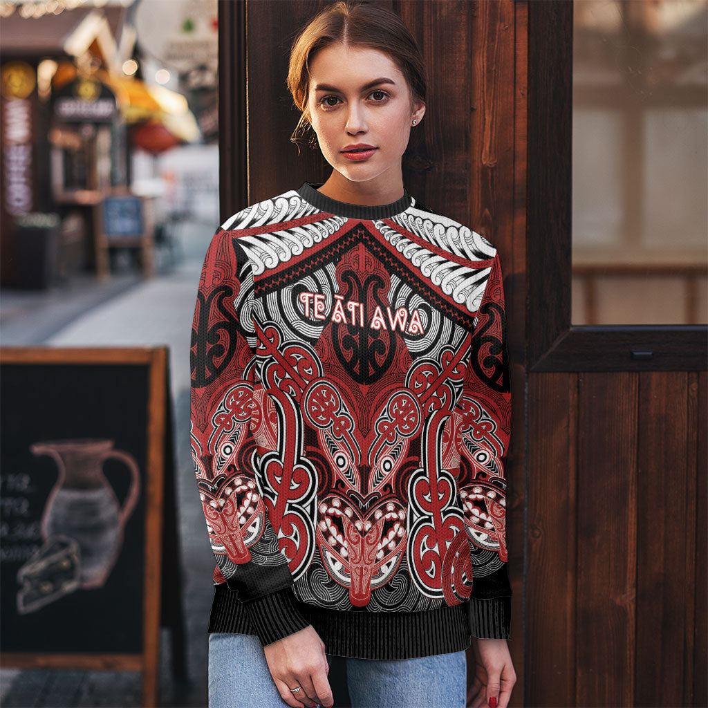 Aotearoa Iwi Te Ati Awa Personalised Ugly Christmas Sweater Maori Kowhaiwhai Pattern