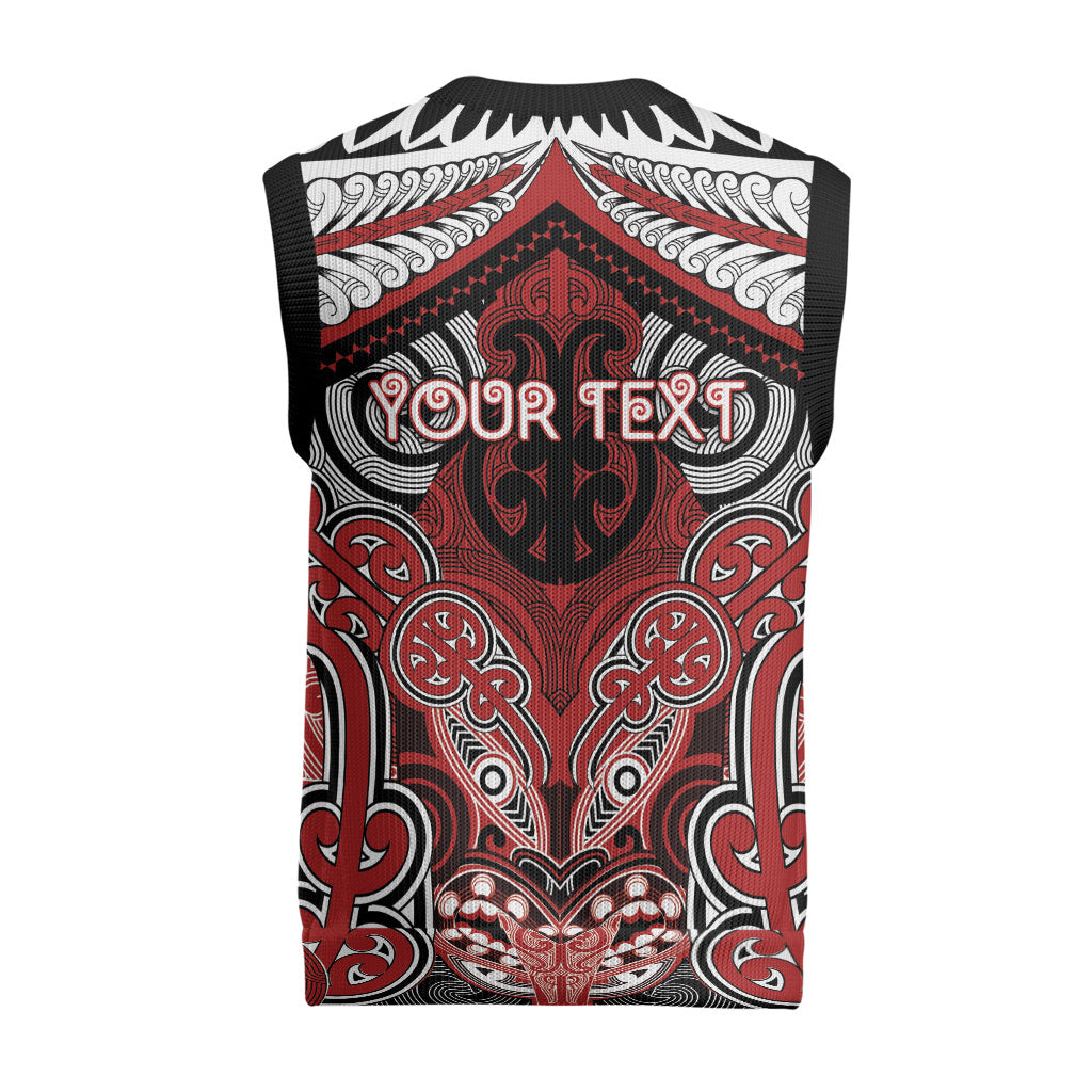 Aotearoa Iwi Te Ati Awa Personalised Christmas Knitted V-Neck Vest Maori Kowhaiwhai Pattern