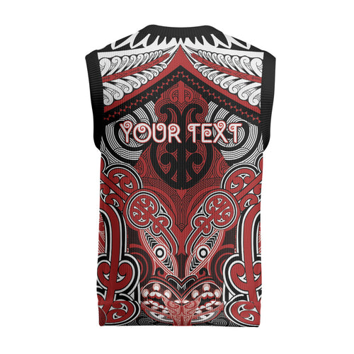Aotearoa Iwi Te Ati Awa Personalised Christmas Knitted V-Neck Vest Maori Kowhaiwhai Pattern