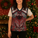 Aotearoa Iwi Te Ati Awa Personalised Christmas Knitted V-Neck Vest Maori Kowhaiwhai Pattern