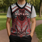 Aotearoa Iwi Te Ati Awa Personalised Christmas Knitted V-Neck Vest Maori Kowhaiwhai Pattern