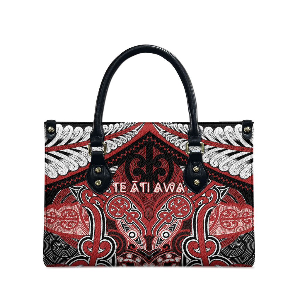 Aotearoa Iwi Te Ati Awa Leather Bag Maori Kowhaiwhai Pattern