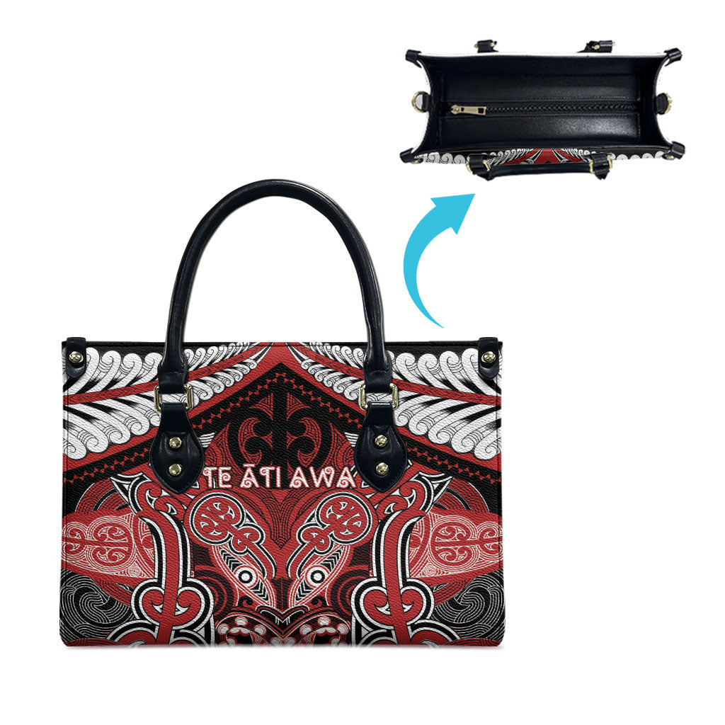Aotearoa Iwi Te Ati Awa Leather Bag Maori Kowhaiwhai Pattern