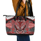 Aotearoa Iwi Te Ati Awa Leather Tote Bag Maori Kowhaiwhai Pattern
