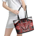 Aotearoa Iwi Te Ati Awa Leather Tote Bag Maori Kowhaiwhai Pattern