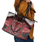 Aotearoa Iwi Te Ati Awa Leather Tote Bag Maori Kowhaiwhai Pattern
